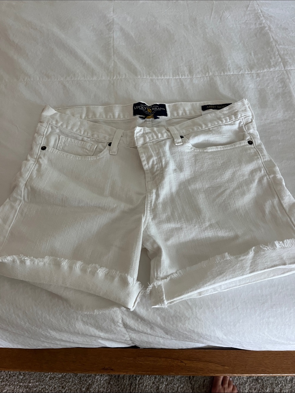 Lucky Brand White Frayed Hem Denim Shorts